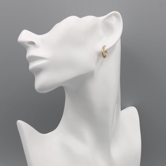 Jewelry earrings hoop hoops 10mm wide thin rose gold tone dainty minimalist new - Picture 7 of 9